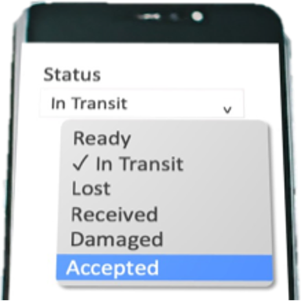 A phone screen showing a status update menu